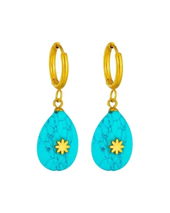 Cercei aurii, cu pietre turquoise, Athena C13,