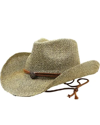 Palarie dama, bej, de vara, din paie, stil cowboy, Adelita,