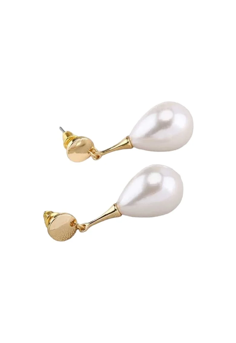 Cercei aurii, cu clips si perle, Edora C2,