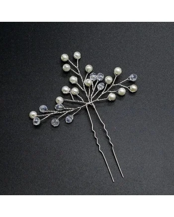 Accesoriu par, argintiu, cu perlute, Marika C1
