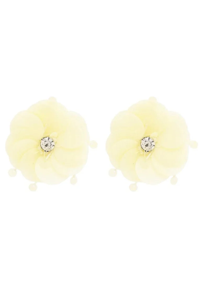 Cercei bej, forma de floare, cu pietre, Rosali C5,