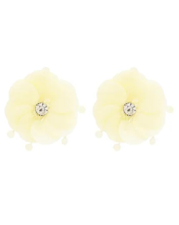 Cercei bej, forma de floare, cu pietre, Rosali C5,