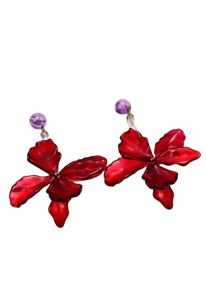 Cercei rosii, forma de floare, Delphine C1,