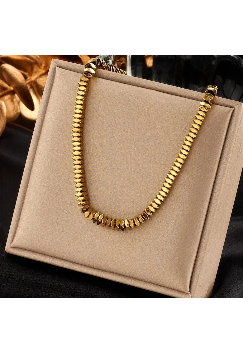 Colier auriu, din otel inoxidabil, suflat cu aur 18k, Dianne C12