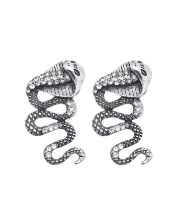 Cercei argintii, forma de cobra, cu pietre, Kesia C1,