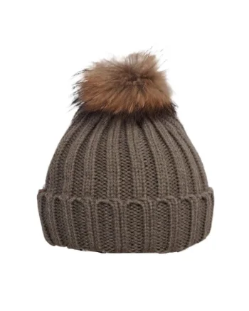 Caciula dama, khaki, cu pom-pom, Miryam,