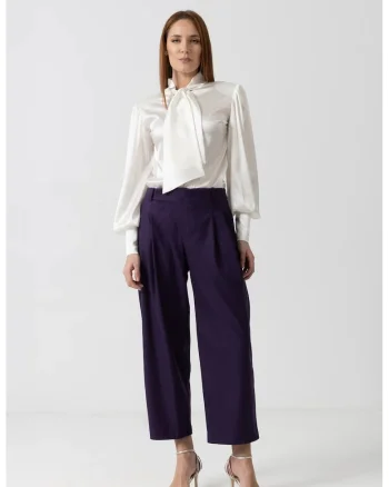 Pantaloni eleganti din stofa cu design petrecut