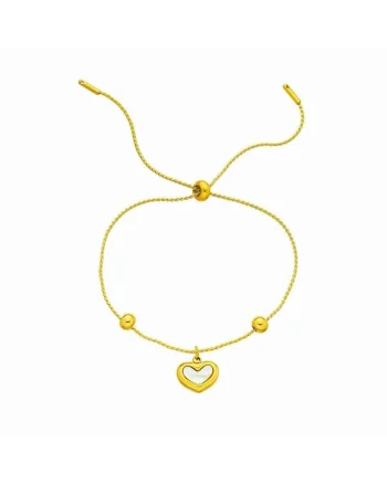 Bratara aurie, din otel inoxidabil, suflata cu aur 18k, cu inima, Elsebe C3