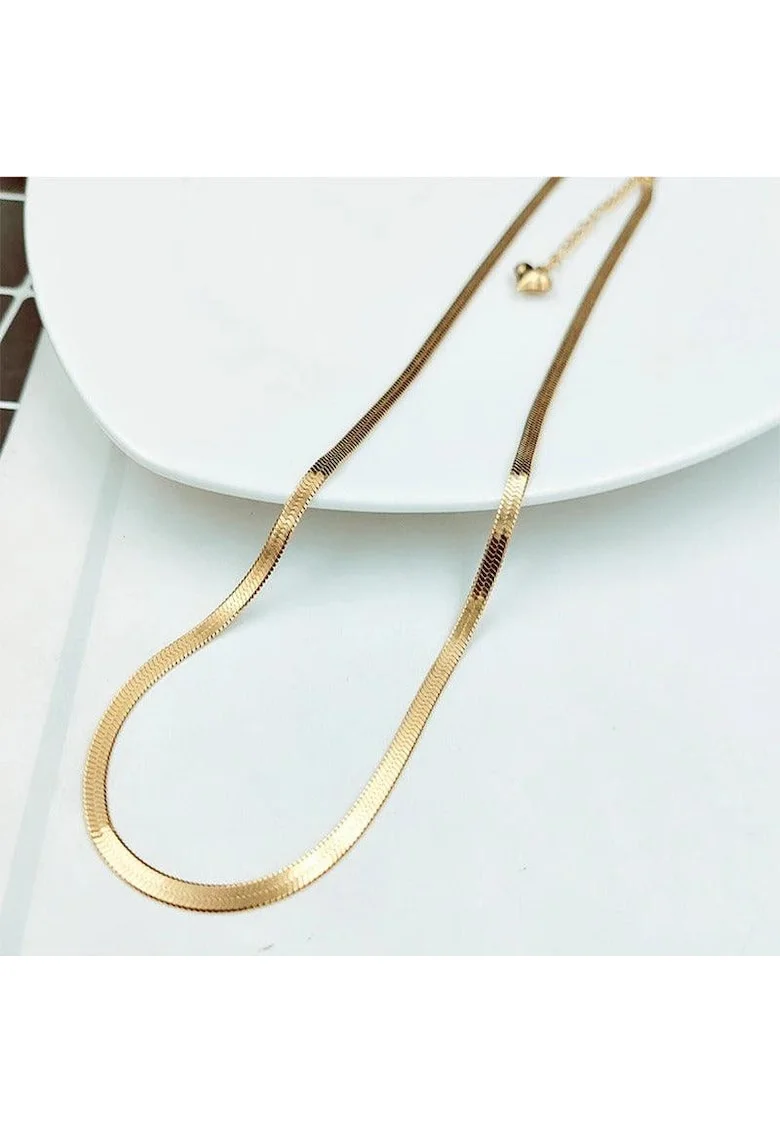 Colier auriu, din otel inoxidabil, stil sarpe, suflat cu aur 18k, Berga C9
