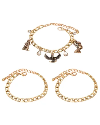 Set 3 bratari aurii, cu zale si pietre, Thana C7,
