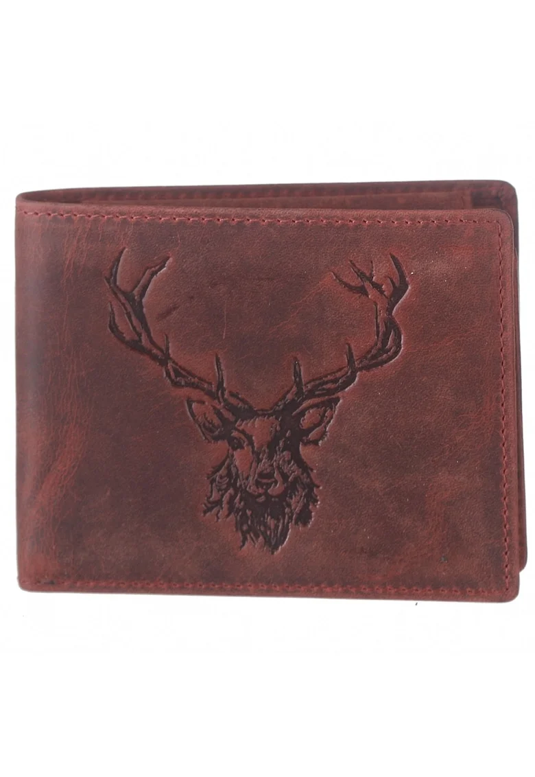 Portofel barbati piele naturala rosu 12.5 x 9.5 x 2.5 cm, Vintage Hunting,
