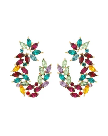 Cercei aurii, cu pietre multicolore, Netty C3,