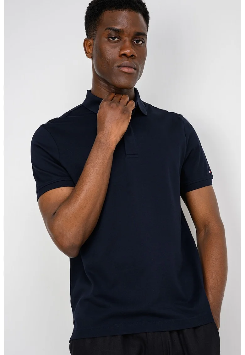 Tricou polo regular fit cu fenta ascunsa cu nasturi, Albastru ultramarin