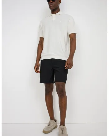 Tricou polo din bumbac organic cu detaliu cu logo discret, Alb fildes