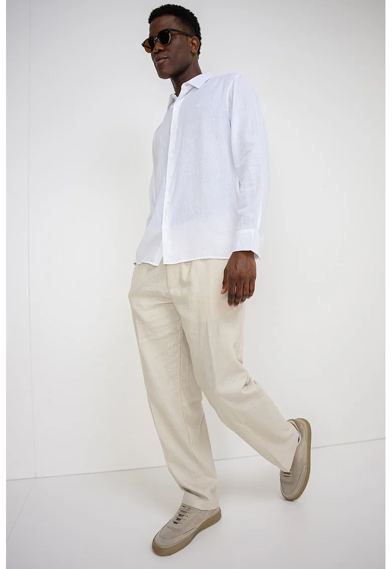 Tricou regular fit din in, Alb