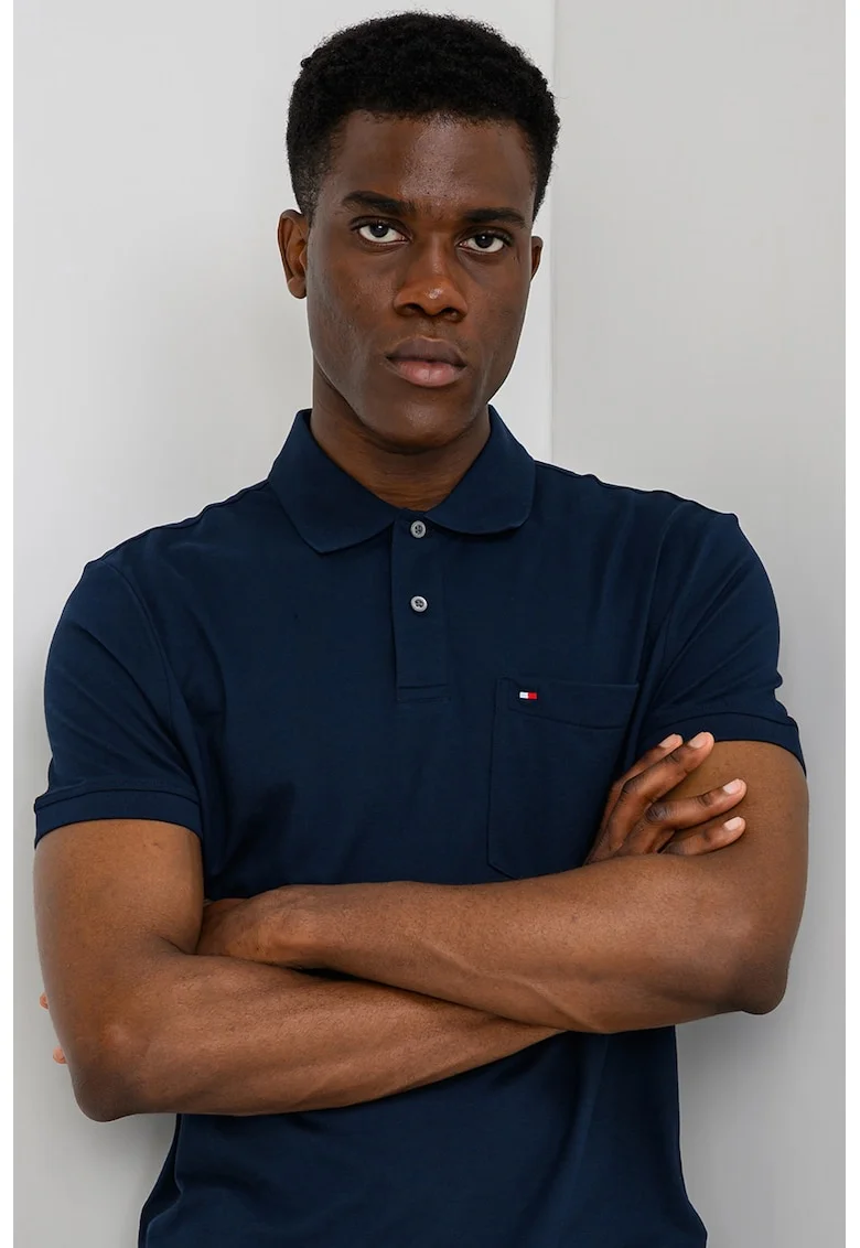 Tricou din bumbac cu buzunar pe piept, Bleumarin