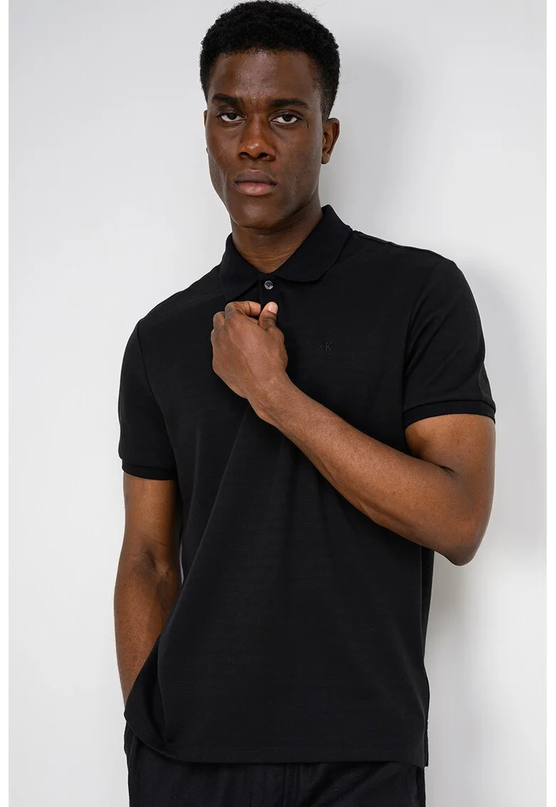 Tricou polo cu nasturi, Negru