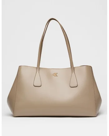 Geanta tote de piele ecologica, Maro taupe deschis