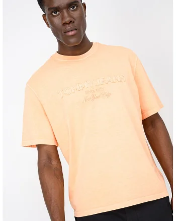 Tricou cu decolteu la baza gatului si logo, Portocaliu dovleac