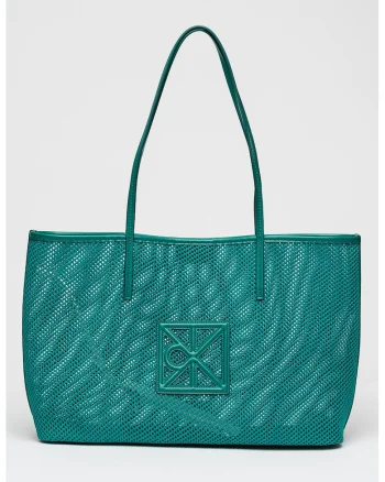 Geanta tote de plasa cu logo, Verde smarald
