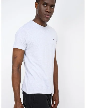 Tricou slim fit de bumbac, Gri deschis melange