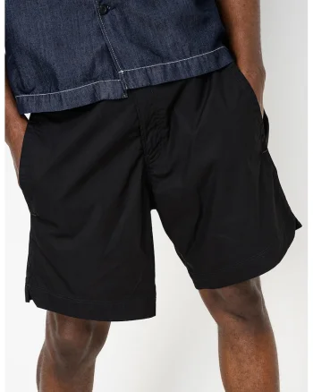 Pantaloni scurti din bumbac organic cu snur de ajustare in talie, Negru