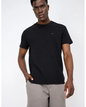 Tricou regular fit cu logo discret, Negru