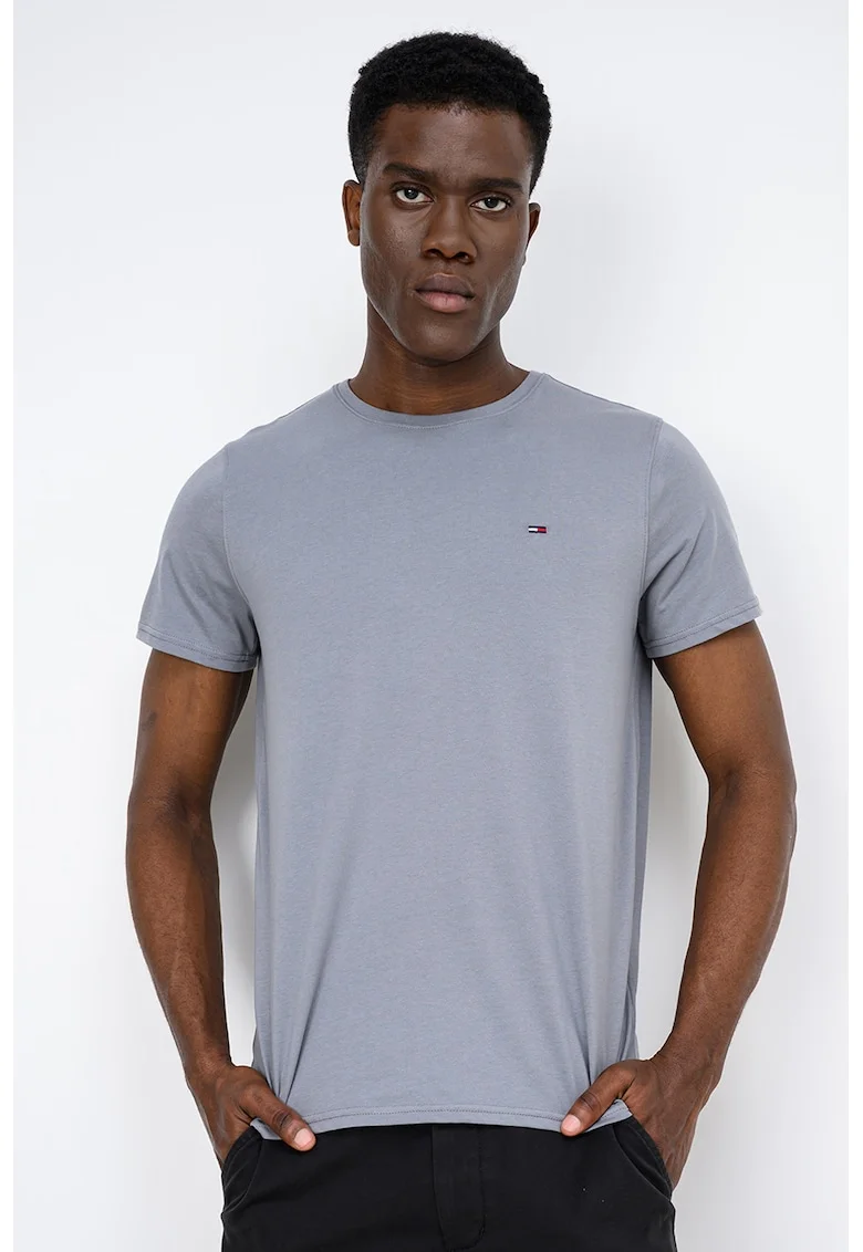 Tricou slim fit de bumbac, Gri antichizat
