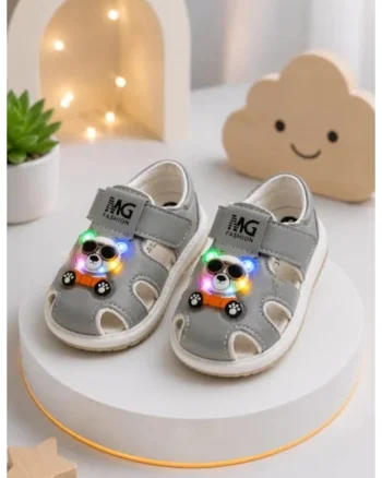 Sandalute gri cu luminite pentru super bebelusi - Ursulet, Gri