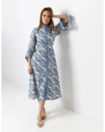 Rochie cu umeri decupati si broderie sparta