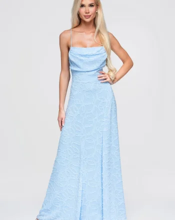 Rochie maxi cu decolteu patrat si spate descoperit LA-OM-DLR379, Albastru