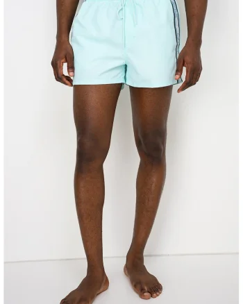 Pantaloni scurti de baie cu logo, Albastru aquamarin/Verde inchis