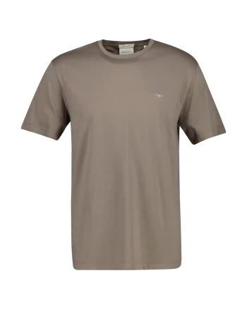 Tricou regular fit din bumbac Shield, Maro taupe