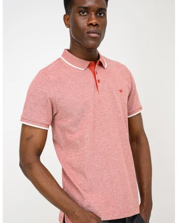 Tricou polo cu garnituri contrastante Palco, Alb/Rosu inchis