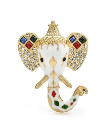 Brosa aurie, forma de cap de elefant, cu pietre, Ise C1,