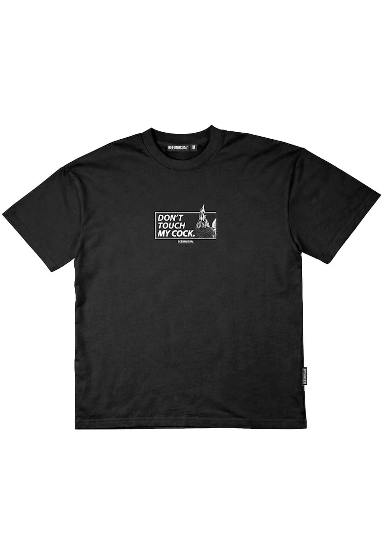 Tricou din bumbac cu croiala supradimensionata si imprimeu pe partea din spate