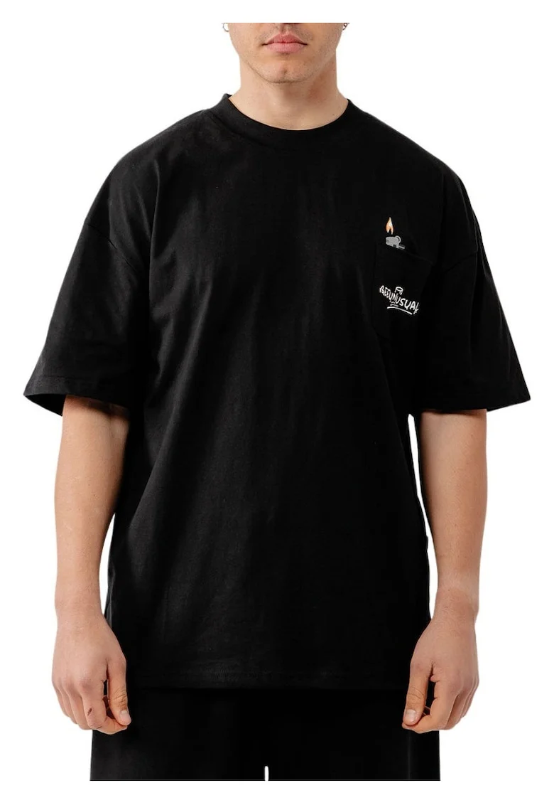 Tricou din bumbac cu croiala supradimensionata si imprimeu pe partea din spate God Smokes