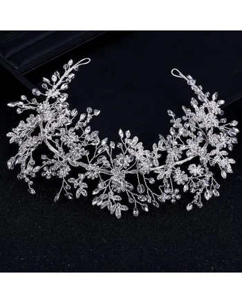 Accesoriu de par, argintiu, cu flori si pietre, Tonna C11,