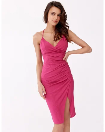 Rochie cu sclipici si spatele gol Oliviera, Roz
