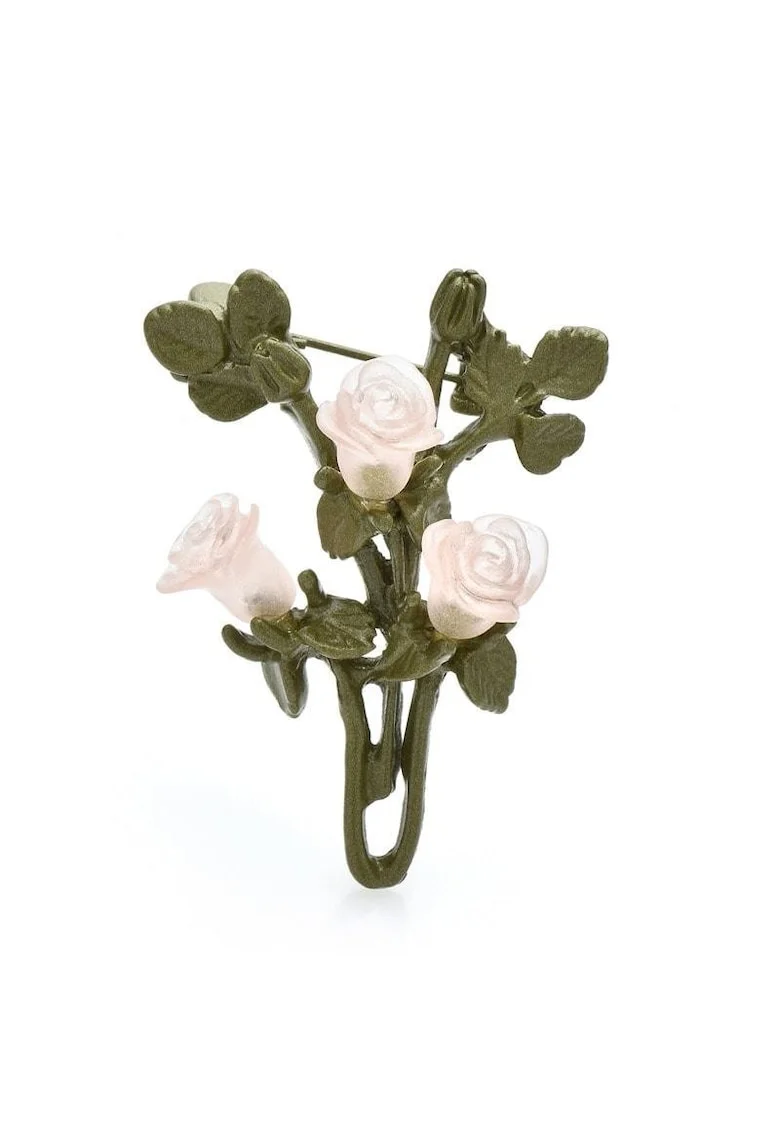 Brosa verde, cu trandafiri roz, Isobel C4,