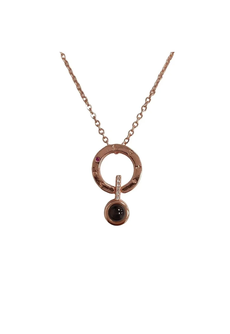 Colier rose gold, cu cerculet si pietre din zirconiu, Siegfred C10,