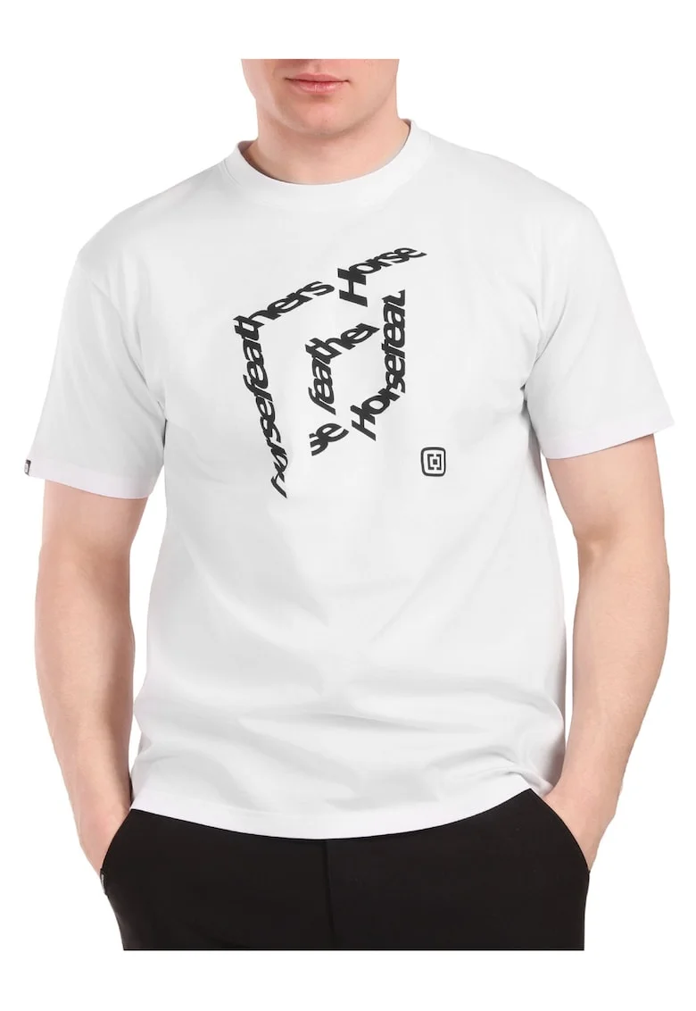 Tricou cu imprimeu grafic si decolteu rotund