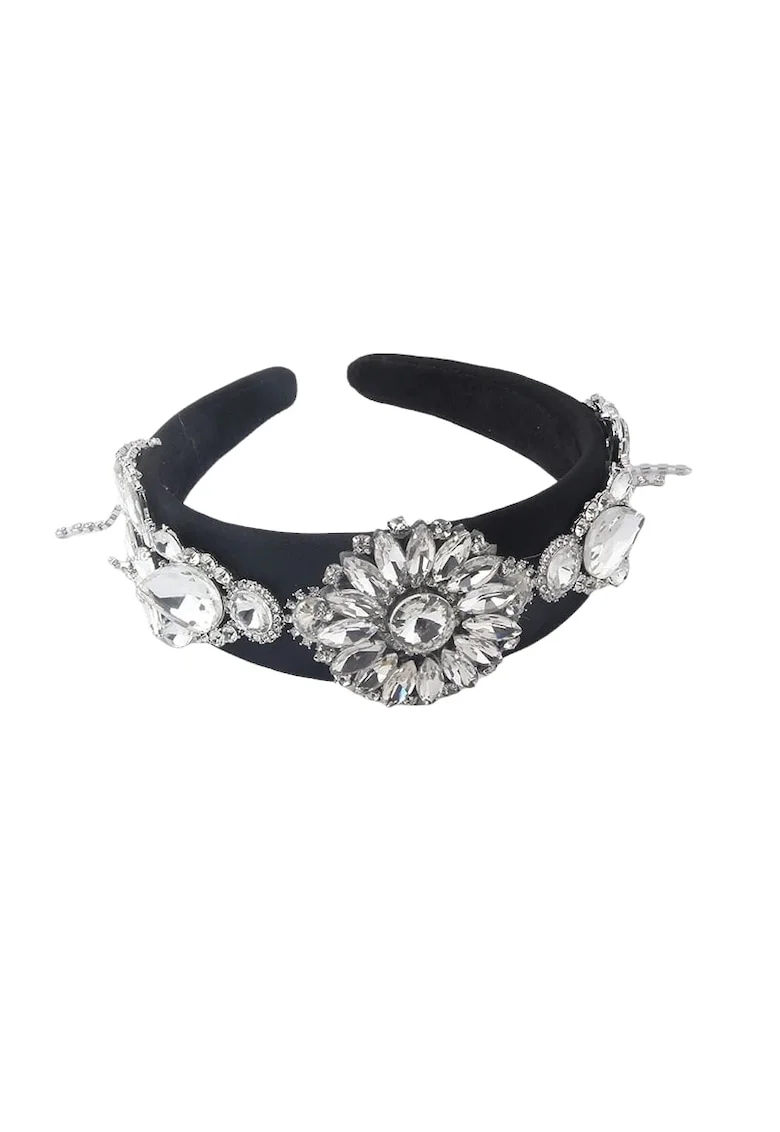 Bentita neagra, cu flori si pietre, Avelina C3,