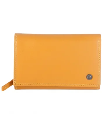 Portofel dama piele naturala 15.5 x 10 x 3.5 cm, Spongy Nappa,, Galben