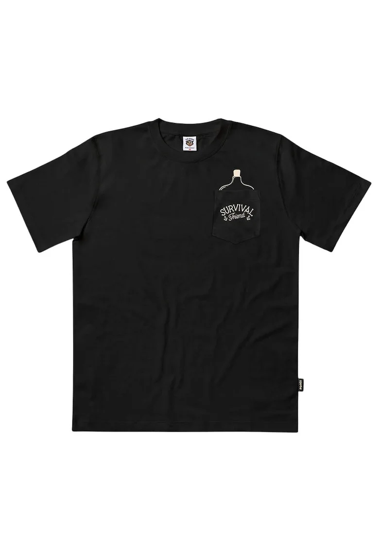 Tricou din bumbac organic cu croiala dreapta si imprimeu pe partea din spate