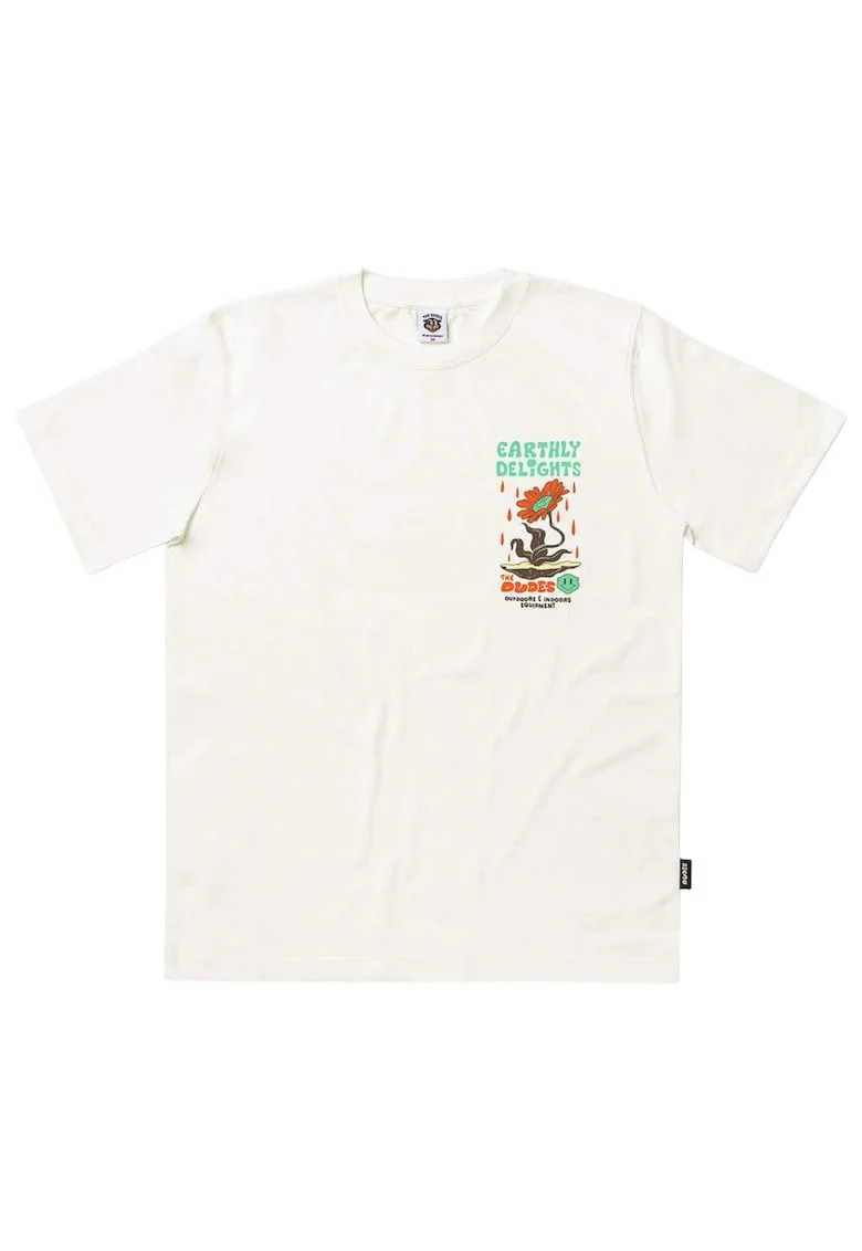 Tricou din bumbac organic cu imprimeu pe partea din spate si croiala regular fit