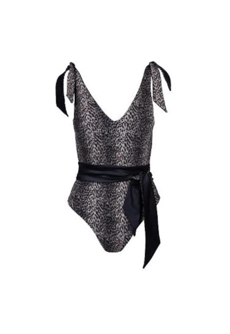costum de baie intreg reversibil cu decolteu fata si spate in V, Multicolor