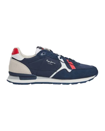 Pantofi sport cu insertii de piele intoarsa, Bleumarin