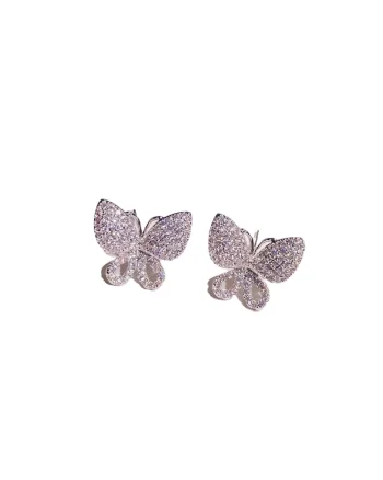 Cercei argintii, forma de fluture, cu pietre din zirconiu, Andreia C14,