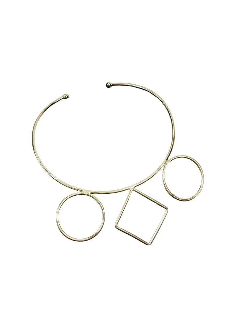 Colier auriu, cu forme geometrice, Casper C14,
